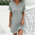 thumbnail image 1 of IDALL Summer Dresses,Casual Dresses Women's Spring And Autumn V Neck Solid Color Pullover Casual Button Dress Petite Dresses,Modest Dresses,Womens Dresses Gray Dress XL, 1 of 5