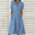 thumbnail image 1 of IDALL Summer Dresses,Denim Dress Women's Fashion Multi Pocket Skirt Skirt Casual Denim Summer Denim Multi Button Women's Dress Casual Dresses,Petite Dresses,Modest Dresses Light Blue Dress XL, 1 of 7