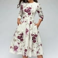 thumbnail image 1 of IDALL Summer Dresses,Floral Dress Party Aline Vintage Women Elegent Dress Vestidos Printing Women's Dress Petite Dresses,Modest Dresses,Womens Dresses White Dress S, 1 of 6