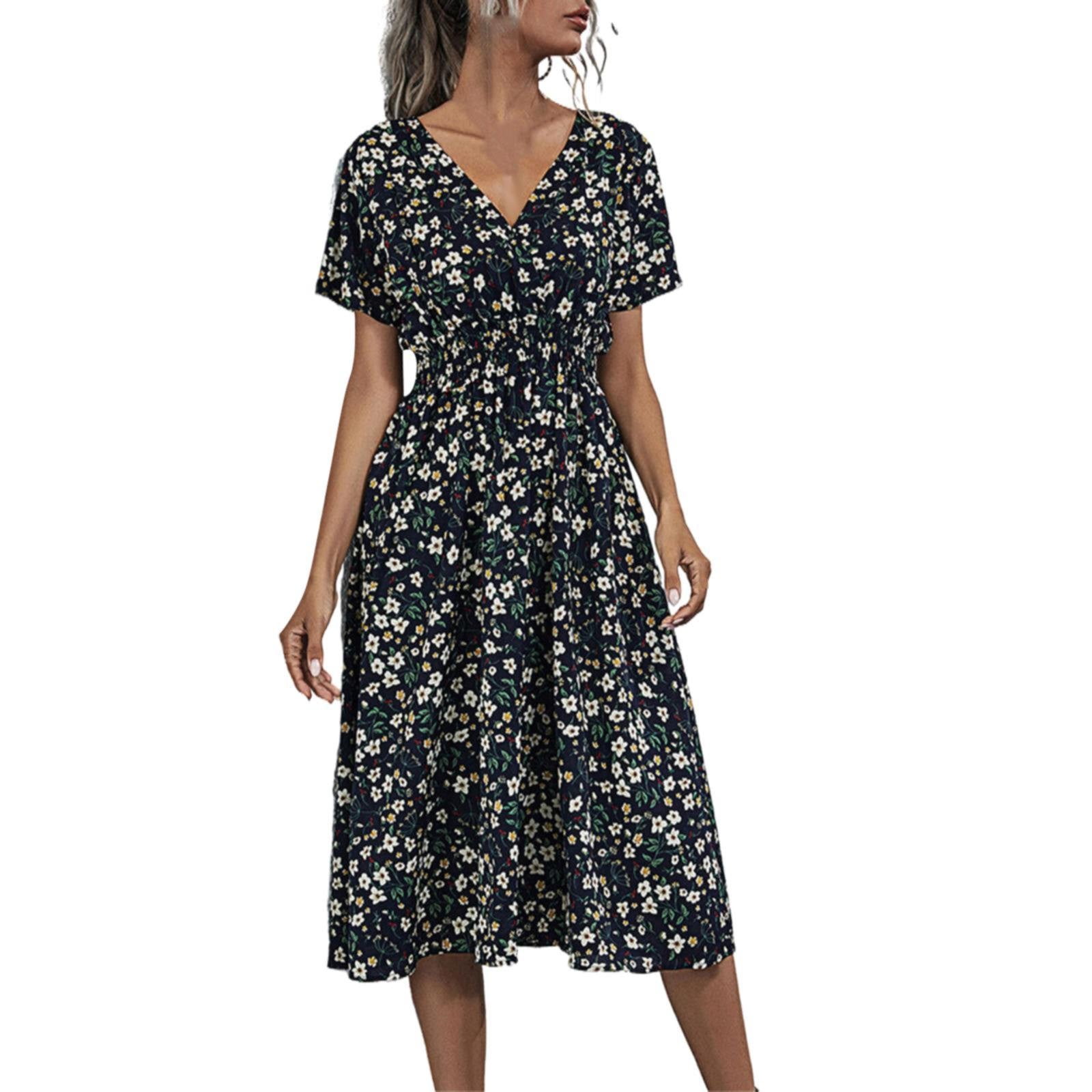 IDALL Summer Dresses,Floral Dress Summer Small Floral Print Short ...