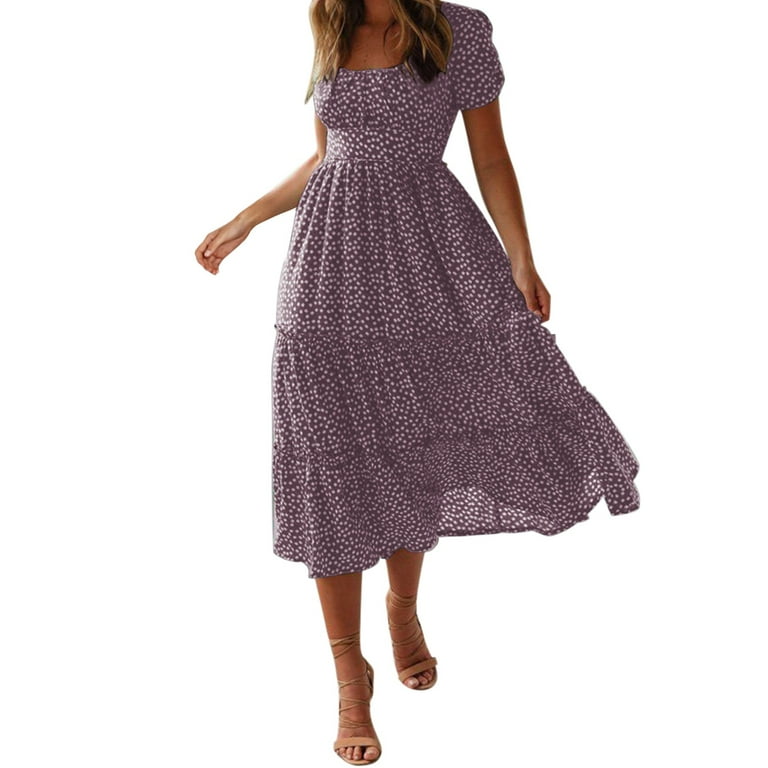 Summer Floral Print Flare Sleeve Casual Female Dresses Summer Floral Print Flare Sleeve Casual Female Dresses