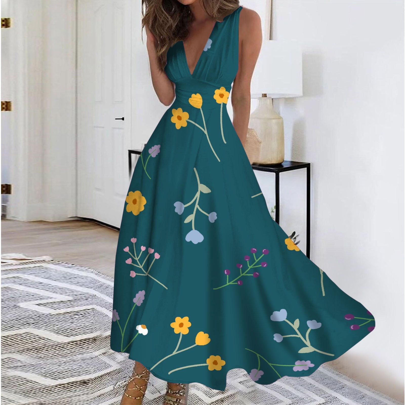 green emerald velvet dress Vintage Elegant Spring Summer Midi Long Dress Women Office Ladies Slee –  Mega Mart Center