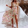 thumbnail image 1 of IDALL Summer Dresses,Maxi Dresses Women's New Summer Casual Bohemian V-neck Waist And Swinging Beach Banquet Dress Boho Dresses,Sundresses for Women,Casual Dresses Yellow Dress L, 1 of 8