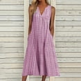 thumbnail image 1 of IDALL Summer Dresses,Maxi Dresses Womens Fashion Gradient Print V Neck Sleeveless Splice Loose Dress Holiday Dress Sundresses for Women,Casual Dresses,Beach Dress Pink Dress 3XL, 1 of 5