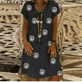 thumbnail image 1 of IDALL Summer Dresses,Petite Dresses Women Plus Size Casual Floral Printed V-neck Short Sleeve Dress Loose Dress Hawaiian Dresses,Modest Dresses,Womens Dresses Black Dress L, 1 of 9
