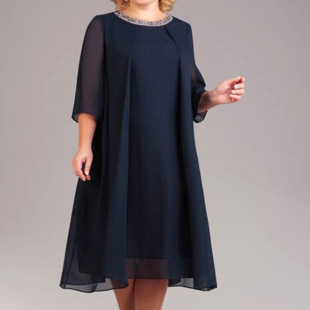 IDALL Summer Dresses,Petite Dresses Women Plus Size Sequin Short Midi Dress Ladies Cocktail Evening Party Dress Sequin Dress,Modest Dresses,Womens Dresses Dark Blue Dress S