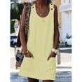 thumbnail image 1 of IDALL Summer Dresses,Sundresses for Women Crew Neck Women Dresses Shift Daily Casual Button Plain Cotton Dresses Beach Dress,Petite Dresses,Womens Dresses Yellow Dress XL, 1 of 6