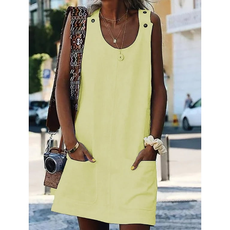 IDALL Summer Dresses,Sundresses for Women Crew Neck Women Dresses Shift Daily Casual Button Plain Cotton Dresses Beach Dress,Petite Dresses,Womens Dresses Yellow Dress L - Walmart.com IDALL Summer Dresses,Sundresses for Women Crew Neck Women Dresses Shift Daily Casual Button Plain Cotton Dresses Beach Dress,Petite Dresses,Womens Dresses Yellow Dress L - Walmart.com