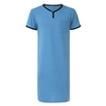 thumbnail image 1 of IDALL Summer Tops Pajamas Mens T-Shirts Thin Long Breathable Nightgown Loose Short Sleeve Skin Friendly Pajamas Mens T Shirt Comfort Colors Tshirt Blue L, 1 of 4