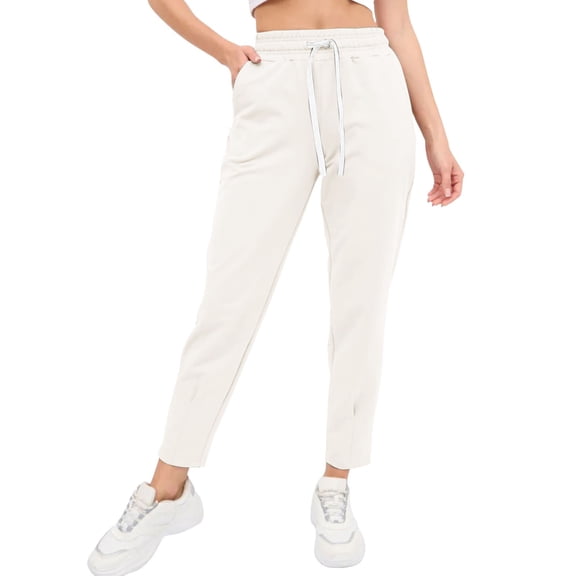 IDALL Sweatpants Women High Waisted Pants Women's Sports Pocket High Waisted Slimming Jogging Pants And Casual Tight Fitting Pants Lounge Pants Women Baggy Pants White XL