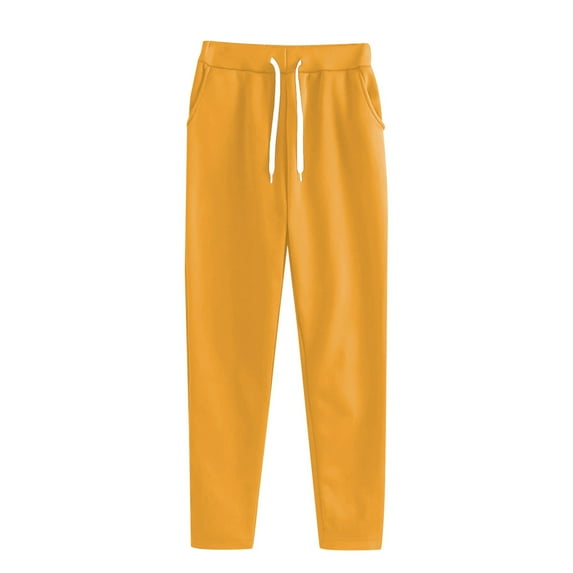 IDALL Sweatpants Women Lounge Pants Women's Autumn And Winter Fashion Plus Size Casual Sports Pants Joggers for Women Cotton Pants Gold 3XL
