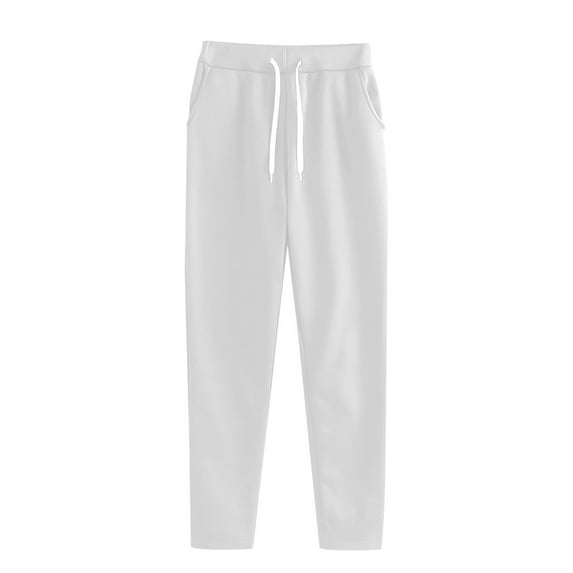 IDALL Sweatpants Women Lounge Pants Women's Autumn And Winter Fashion Plus Size Casual Sports Pants Joggers for Women Cotton Pants White 2XL