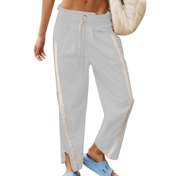 IDALL Sweatpants Women Wide Leg Pants Woman Womens Casual Pants Loose Fit High Waisted Travel Work Sweatpants With Pockets Baggy Pants High Waisted Pants Gray S