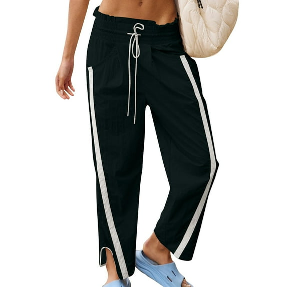 IDALL Sweatpants Women Wide Leg Pants Woman Womens Casual Pants Loose Fit High Waisted Travel Work Sweatpants With Pockets Baggy Pants High Waisted Pants Black S