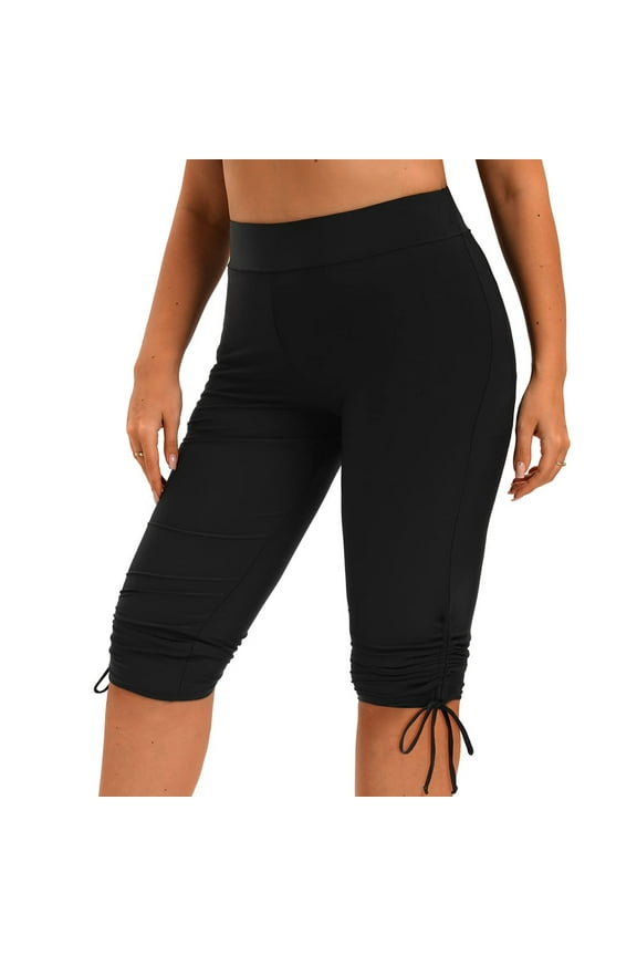 Swim Trunks,Womens Swim Shorts Swim Briefs Beach Shorts Ruched Bottom High Cut Swim Bottom Full Coverage Swimsuit Bottom Sports Yoga Shorts Swimbottom Period Swimwear For Teens Black L