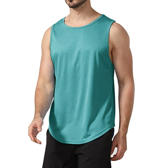 IDALL Tank Tops Men Mens T-Shirts Sleeveless Shirts for Men Sleeveless Quick Drying Tights Sweat Basketball Training Sports Wear Top Sports Vest Comfort Colors Tshirt Green 3XL