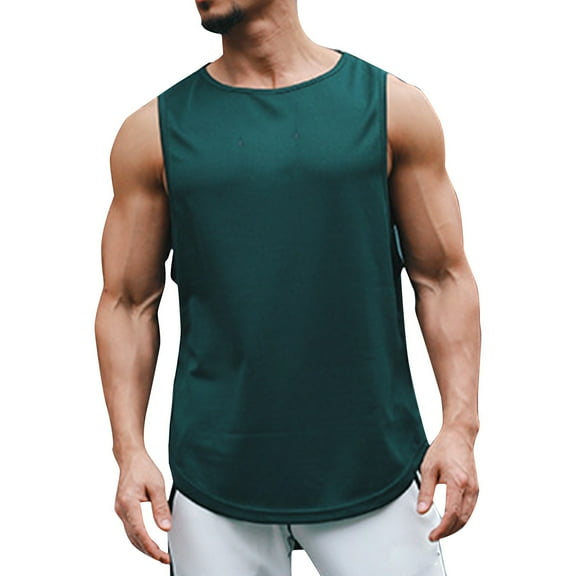 IDALL Tank Tops Men Mens T-Shirts Sleeveless Shirts for Men Sleeveless Quick Drying Tights Sweat Basketball Training Sports Wear Top Sports Vest Comfort Colors Tshirt Army Green L
