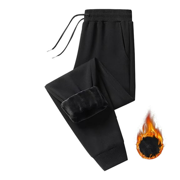 IDALL Thermal Leggings Hiking Pants Fashion Casual Pants Plus Fleece Thick Sweatpants Korean Version Work Pants High Waisted Pants Black 1 M