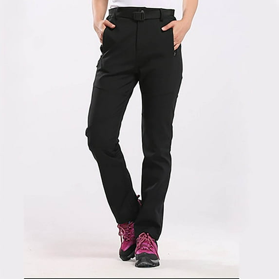 IDALL Thermal Leggings Hiking Pants Womens Plush Rain Pants Water Proof Hiking Pants Over Pants Windproof Outdoor Fishing Rain Gear Work Pants High Waisted Pants Black 5XL