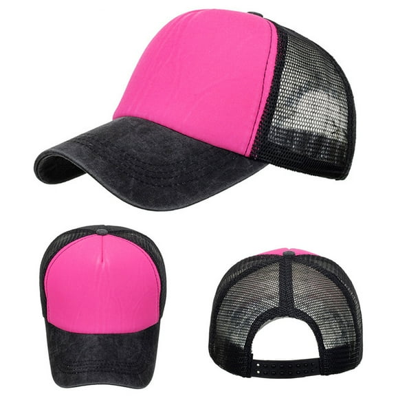 IDALL Trucker Hat,Baseball Cap Fashion Women Men Sport Hit Color Breathable Beach Baseball Cap Hip Hop Hat Sun Hat Visor Hats,Hats for Women Hot Pink