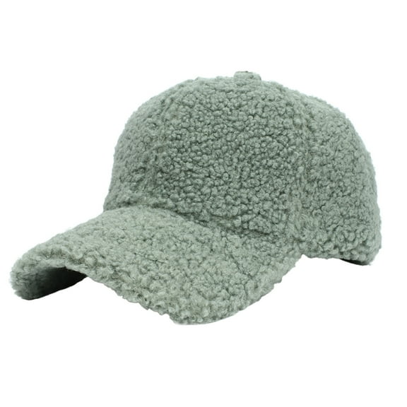 IDALL Trucker Hat,Baseball Cap Faux Lamb Wool Baseball Cap For Men Women Teddy Fleece Sports Hats Warm Winter Outdoor Travel Gift Features: Visor Hats,Hats for Women Army Green