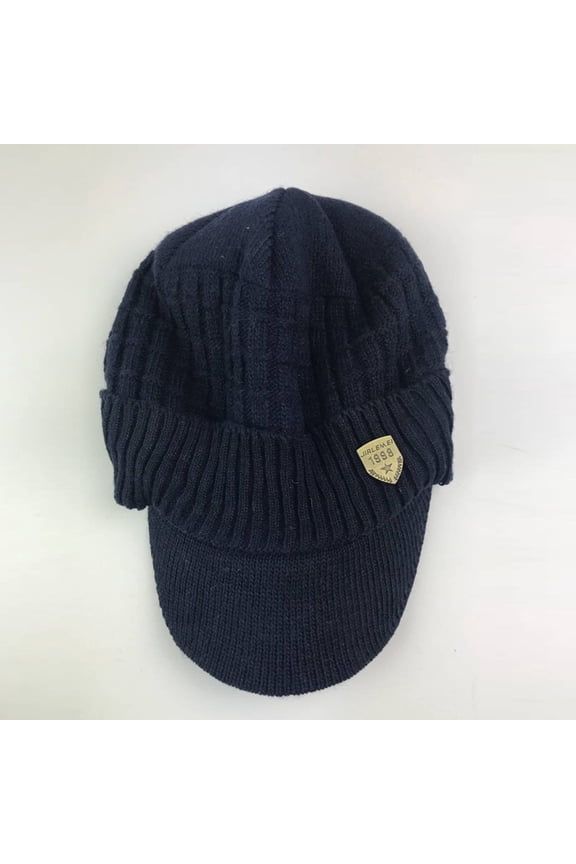 Trucker Hat,Baseball Cap Men Warm Baggy Weave Crochet Winter Wool Knit Ski Beanie Caps Hat Visor Hats,Hats for Women Navy