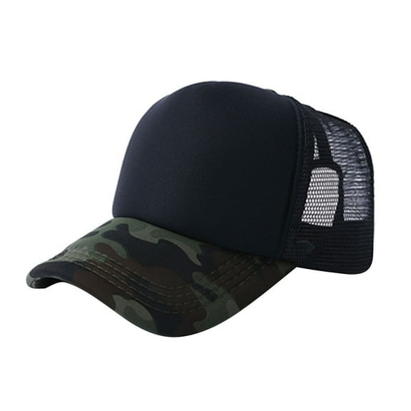 IDALL Trucker Hat Baseball Cap Unisex Camouflage Mesh Baseball Cap Hat Blank Visor Hat Adjustable Running Hat Hats for Men Black One Size