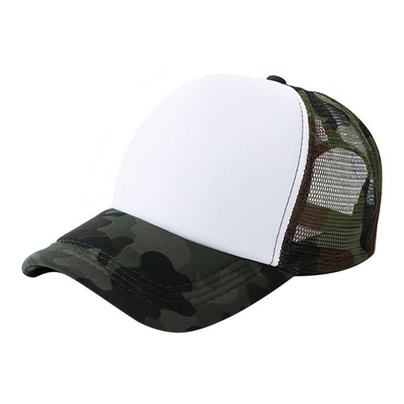 IDALL Trucker Hat Baseball Cap Unisex Camouflage Mesh Baseball Cap Hat Blank Visor Hat Adjustable Running Hat Hats for Men White One Size
