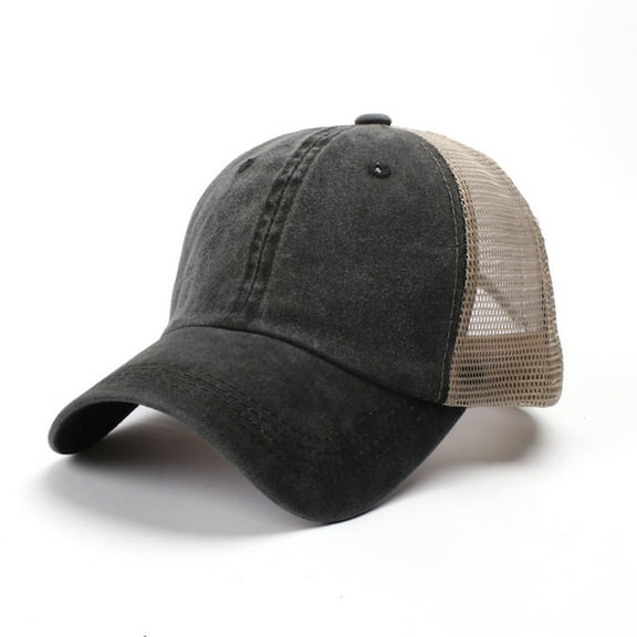 IDALL Trucker Hat Baseball Cap Unisex Outdoor Cotton High Quality Embroidered Mesh Baseball Caps Adjustable Running Hat Hats for Men Black One Size