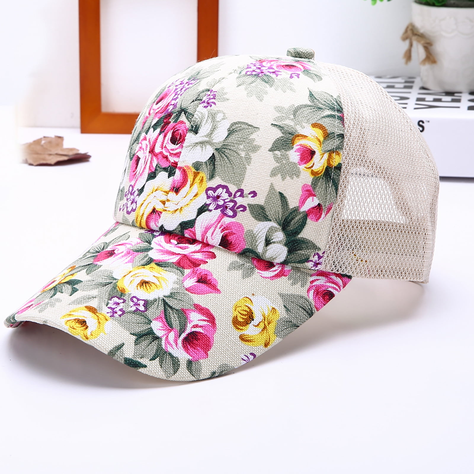 帽子 [0] FLOWER FLORAL PRINT HAT IDALL Trucker Hat,Baseball Cap Women's New Flower printing