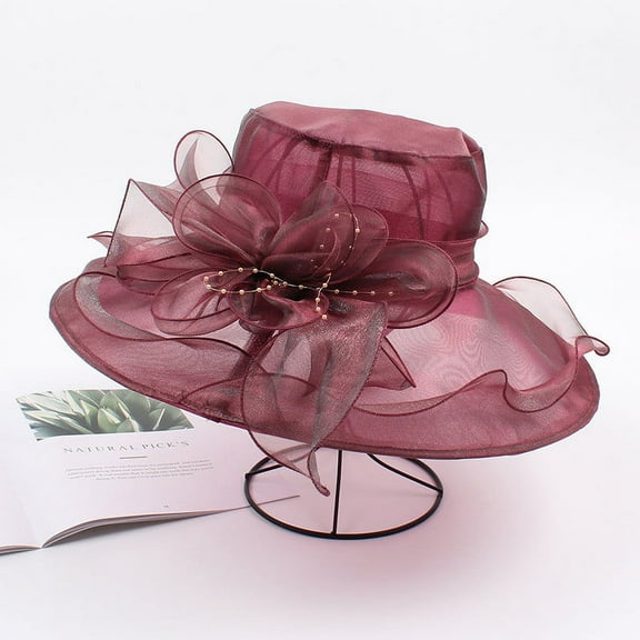 IDALL Trucker Hat,Baseball Cap Women's Organza Church Kentucky Derby Fascinator Bridal Tea Party Wedding Hat Golf Hat,Hats for Women Red