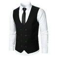 thumbnail image 1 of IDALL Vest for Men Dress Shirts for Men Suits Casual Wedding Party Banquet V Neck Sleeveless Slim Double Breasted Jacket Suit Vest Suits for Men Black L, 1 of 9