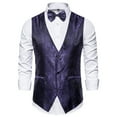 thumbnail image 1 of IDALL Vest for Men Dress Shirts for Men Suits Suit Vest V Neck Silm Fit Floral Formal Suit Waist Coat Lightweight for Wedding Prom Business Suit Comfort Colors Tshirt Purple L, 1 of 5