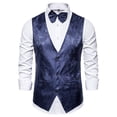 thumbnail image 1 of IDALL Vest for Men Dress Shirts for Men Suits Suit Vest V Neck Silm Fit Floral Formal Suit Waist Coat Lightweight for Wedding Prom Business Suit Comfort Colors Tshirt Navy S, 1 of 4