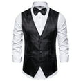 thumbnail image 1 of IDALL Vest for Men Dress Shirts for Men Suits Suit Vest V Neck Silm Fit Floral Formal Suit Waist Coat Lightweight for Wedding Prom Business Suit Comfort Colors Tshirt Black L, 1 of 5