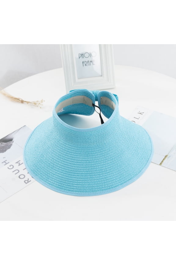 Visor Hat Straw Hat Women's Fashion Conciseness Wide Rollable Drafting Hat Sun Hat Beach Hat Beach Hat Summer Hats Blue One Size