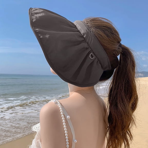 IDALL Visor Hat Sun Hat Women's Fashion Beach Summer Cycling Empty Top Face Cover Sun Hat Beach Hat Summer Hats Black One Size