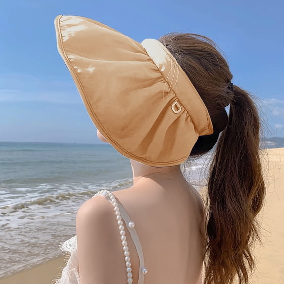 IDALL Visor Hat Sun Hat Women's Fashion Beach Summer Cycling Empty Top Face Cover Sun Hat Beach Hat Summer Hats Khaki One Size