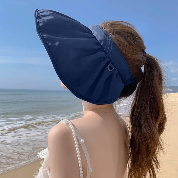 IDALL Visor Hat Sun Hat Women's Fashion Beach Summer Cycling Empty Top Face Cover Sun Hat Beach Hat Summer Hats Navy One Size