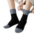 thumbnail image 1 of IDALL Warm Fuzzy Socks for women, Soft Cozy Winter Fluffy Sleep House Striped Slipper Socks Size 9-14 Black One Size, 1 of 4