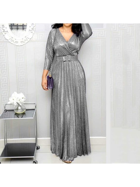 Wedding Guest Dresses,Prom Dresses 2022 Sexy Deep V Neck Skirt Sequined Bling Shiny Elegant Casual Gown Plus Size Women Evening Dress Maxi Dresses,Formal Dresses,Graduation Dress Silver Dress L