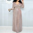 thumbnail image 1 of IDALL Wedding Guest Dresses,Prom Dresses 2022 Sexy Deep V Neck Skirt Sequined Bling Shiny Elegant Casual Gown Plus Size Women Evening Dress Maxi Dresses,Formal Dresses,Graduation Dress Pink Dress 2XL, 1 of 5