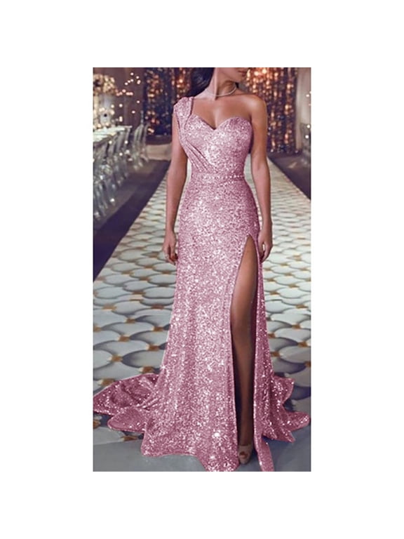 Wedding Guest Dresses,Prom Dresses Dress Sequin Long Prom Neck Sexy V Ball Gown Gold Party Women Bridesmaid Evening Women's Dress Maxi Dresses,Formal Dresses,Graduation Dress Pink Dress L