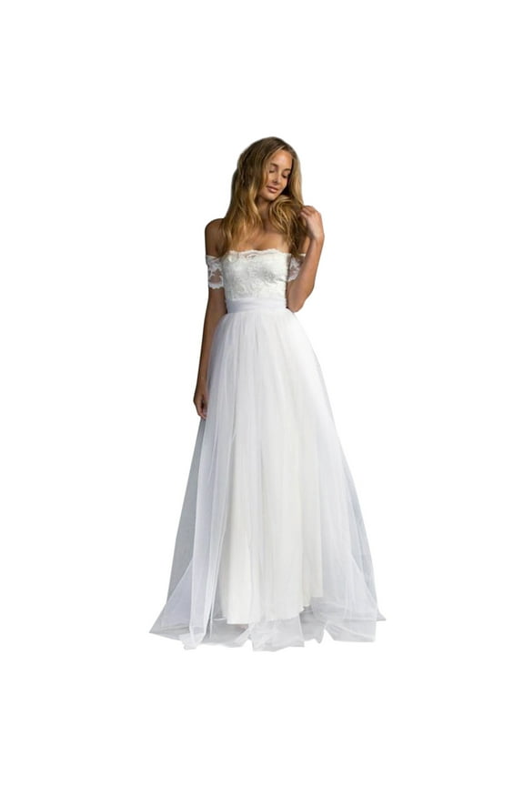 Wedding Guest Dresses,Prom Dresses Long Ruched Tulle Evening Dresses Bridesmaid Dresses Wedding Guest Dresses Lace Splice es Back Bandage Slim Dress Maxi Dresses,Formal Dresses White Dress L