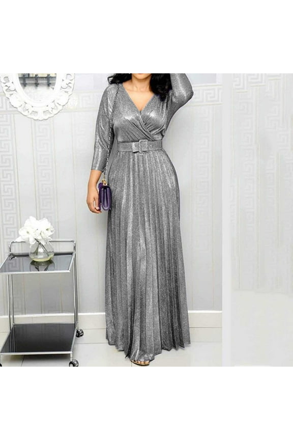 Wedding Guest Dresses,Prom Dresses Sexy Deep V Neck Skirt Sequined Bling Shiny Elegant Casual Gown Plus Size Women Evening Dress Maxi Dresses,Formal Dresses,Graduation Dress Silver Dress 2XL