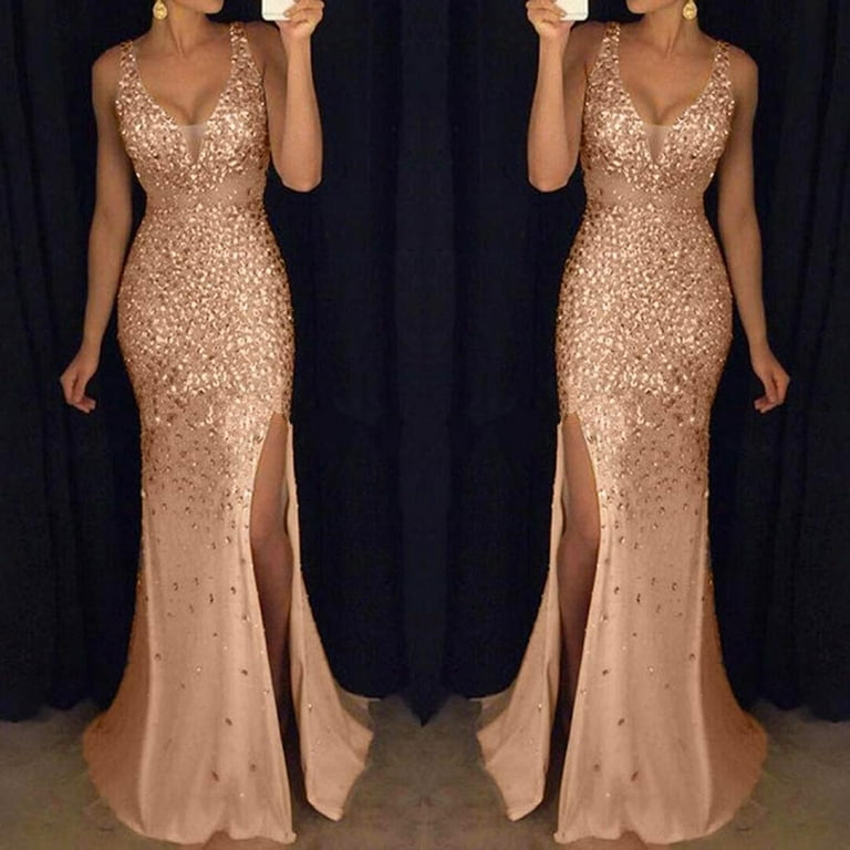 graduation gold dress Gold Tulle Long Prom Dress, A line Gold Formal Graduation Party Dress –  shopluu main image 1