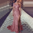 thumbnail image 1 of IDALL Wedding Guest Dresses,Prom Dresses Women Sequin Prom Party Gown Sexy Gold Evening Bridesmaid V Neck Long Dress Maxi Dresses,Formal Dresses,Graduation Dress Rose Gold Dress XL, 1 of 6