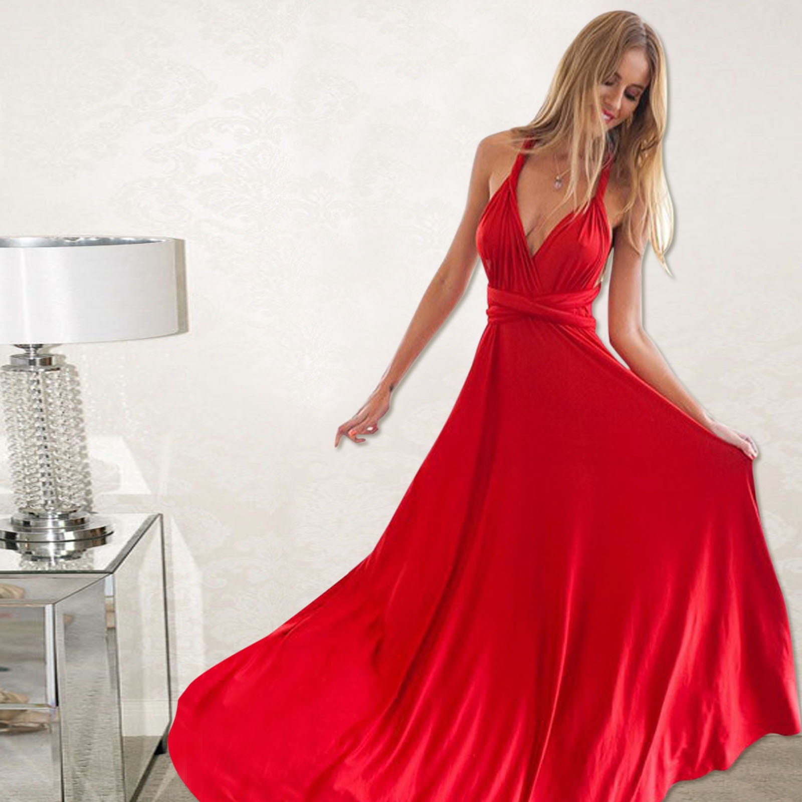 Idall wedding guest dresses prom dresses women sexy sleeveless halter