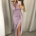 thumbnail image 1 of IDALL Wedding Guest Dresses,Prom Dresses Women's Bag Hip Slit One-neck Dress Shiny Dress Dinner Dress Maxi Dresses,Formal Dresses,Graduation Dress Pink Dress 2XL, 1 of 5