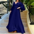 thumbnail image 1 of IDALL Wedding Guest Dresses,Prom Dresses Womens Deep V Neck Plus Size Evening Dress Long Sleeves With Belt Plus Size Dresses,Maxi Dresses,Formal Dresses Blue Dress 2XL, 1 of 9